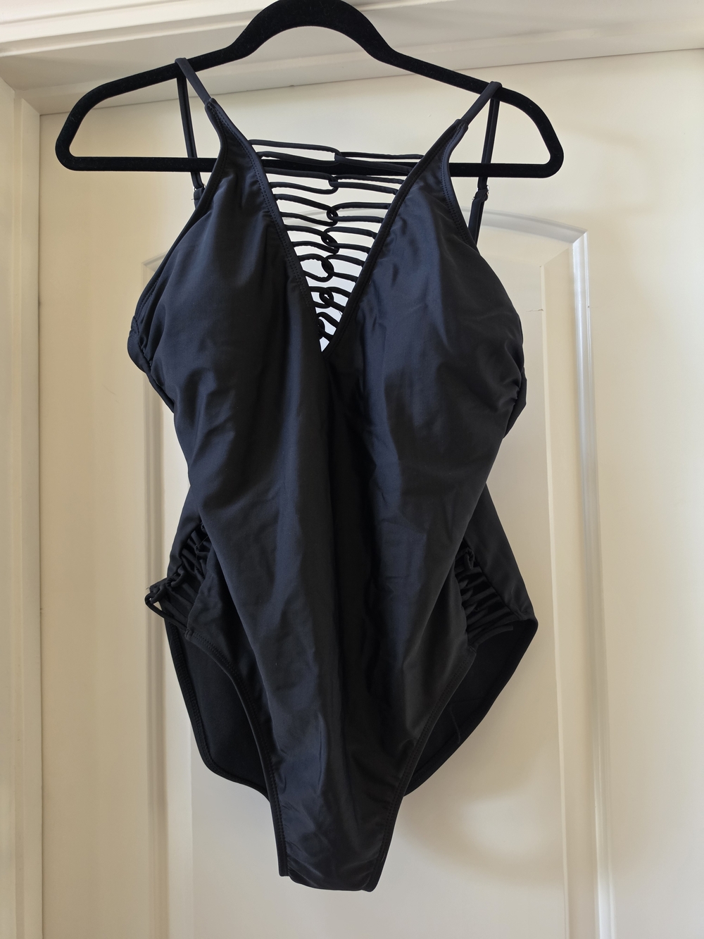 Black Strappy One-Piece Swimsuit